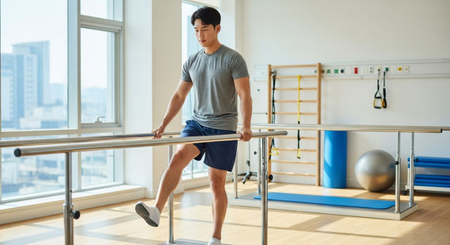 병원에서 재활운동 중인 환자