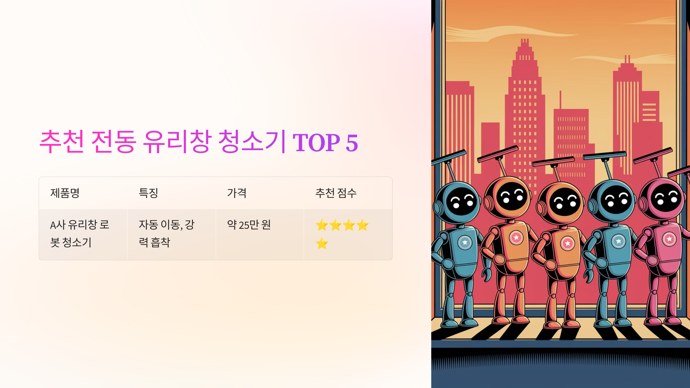 🏅 추천 전동 유리창 청소기 TOP 5