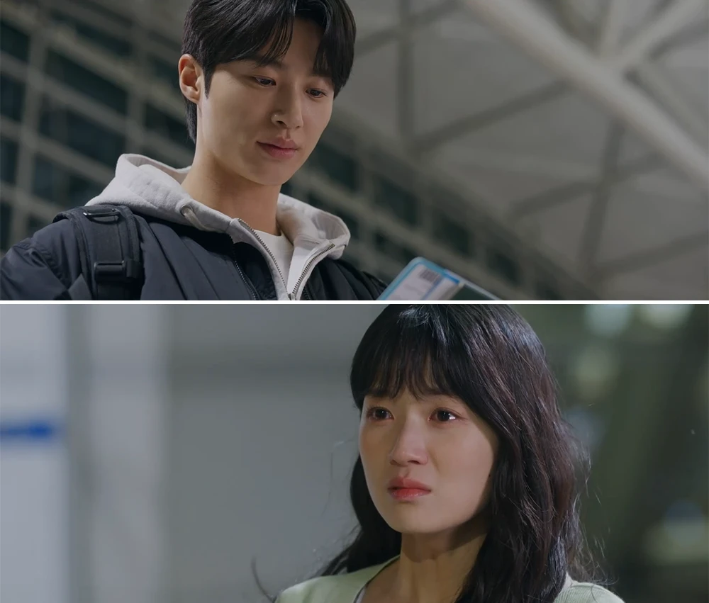 공항에서-출국-준비하는-선재와-떠나는-비행기-보고있는-솔이