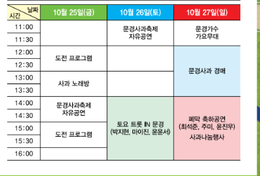 2024 제19회 문경사과축제 일정 및 초대가수