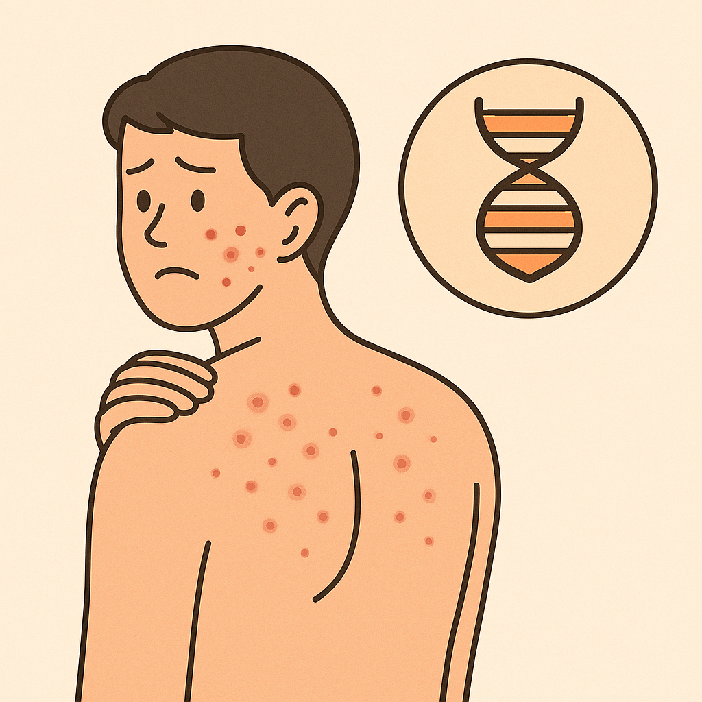 등여드름 유전인지 고민하는 남성