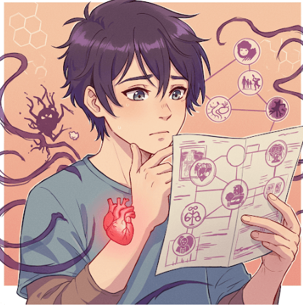 가계도를 보며 근심에 빠진 소년