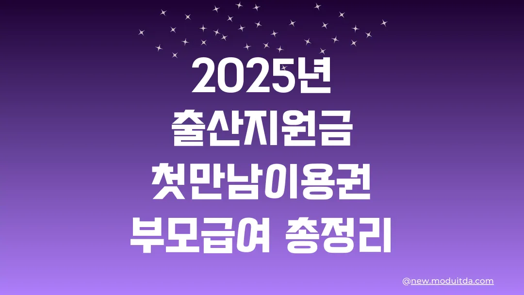 2025년 출산지원금 첫만남이용권 부모급여 총정리