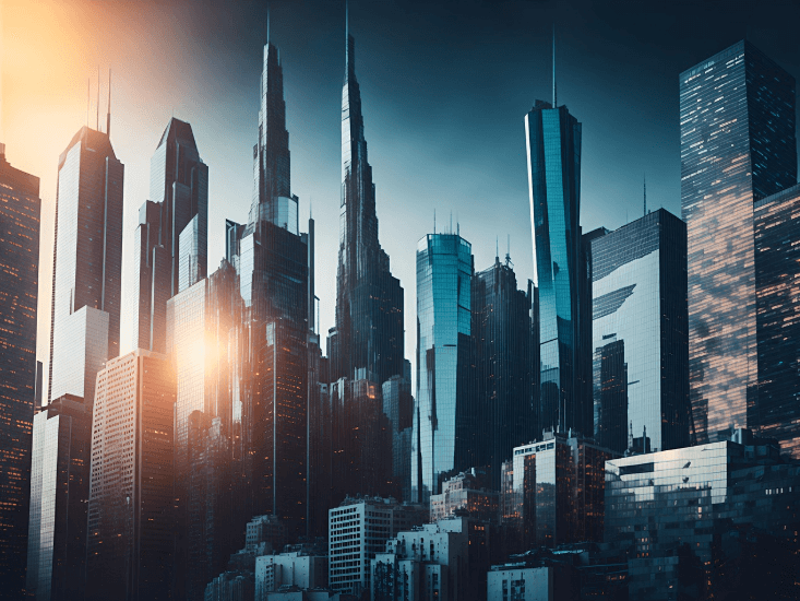 미래의 여러 빌딩들의 모습