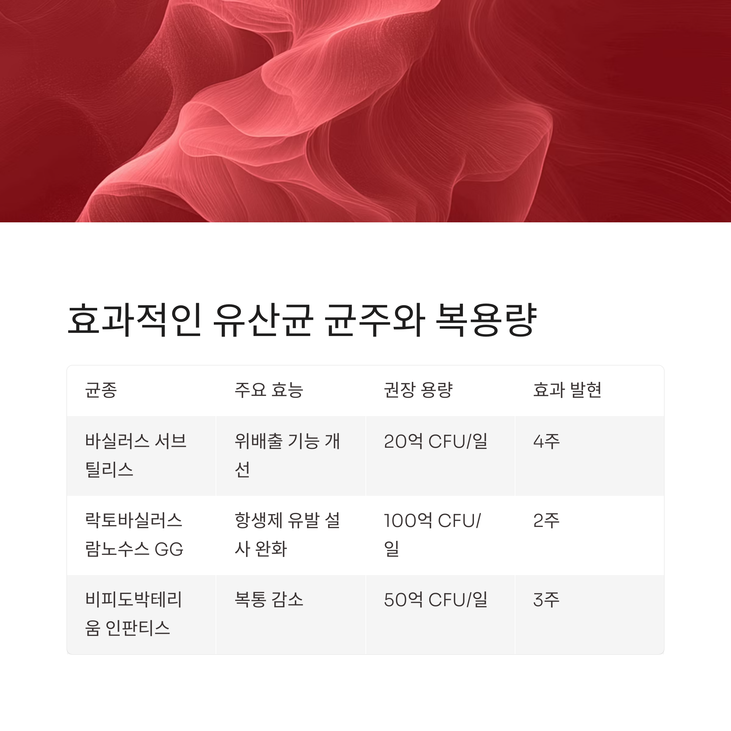 효과적인 유산균 균주와 복용량