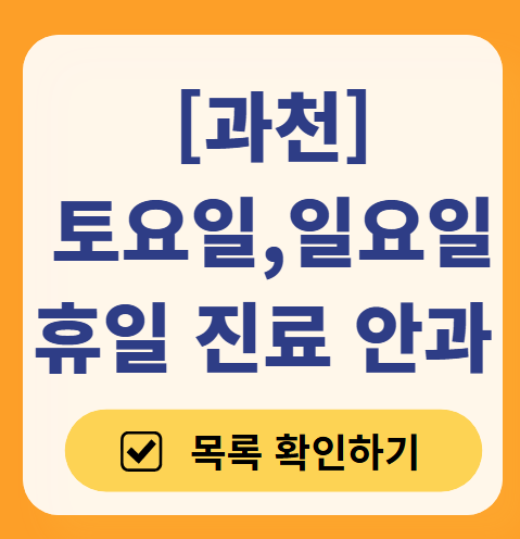과천 일요일 문 여는 안과 목록 ❘ 토요일, 주말, 공휴일 진료 영업 병원 찾기