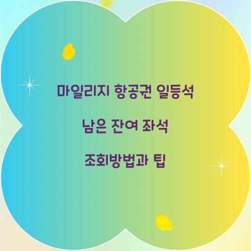 마일리지 항공권 일등석 남은 잔여 좌석