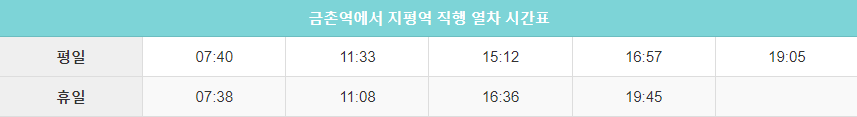 금촌역에서 지평역 직행 시간표