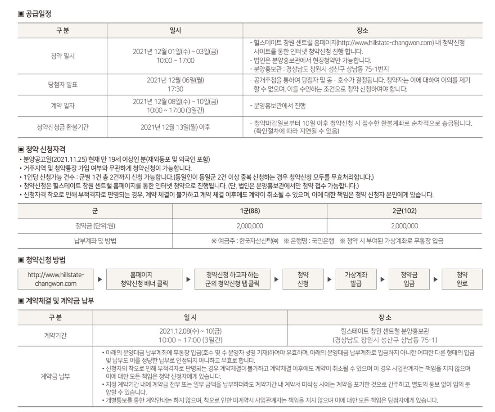 힐스테이트 창원 센트럴 청약 신청 방법