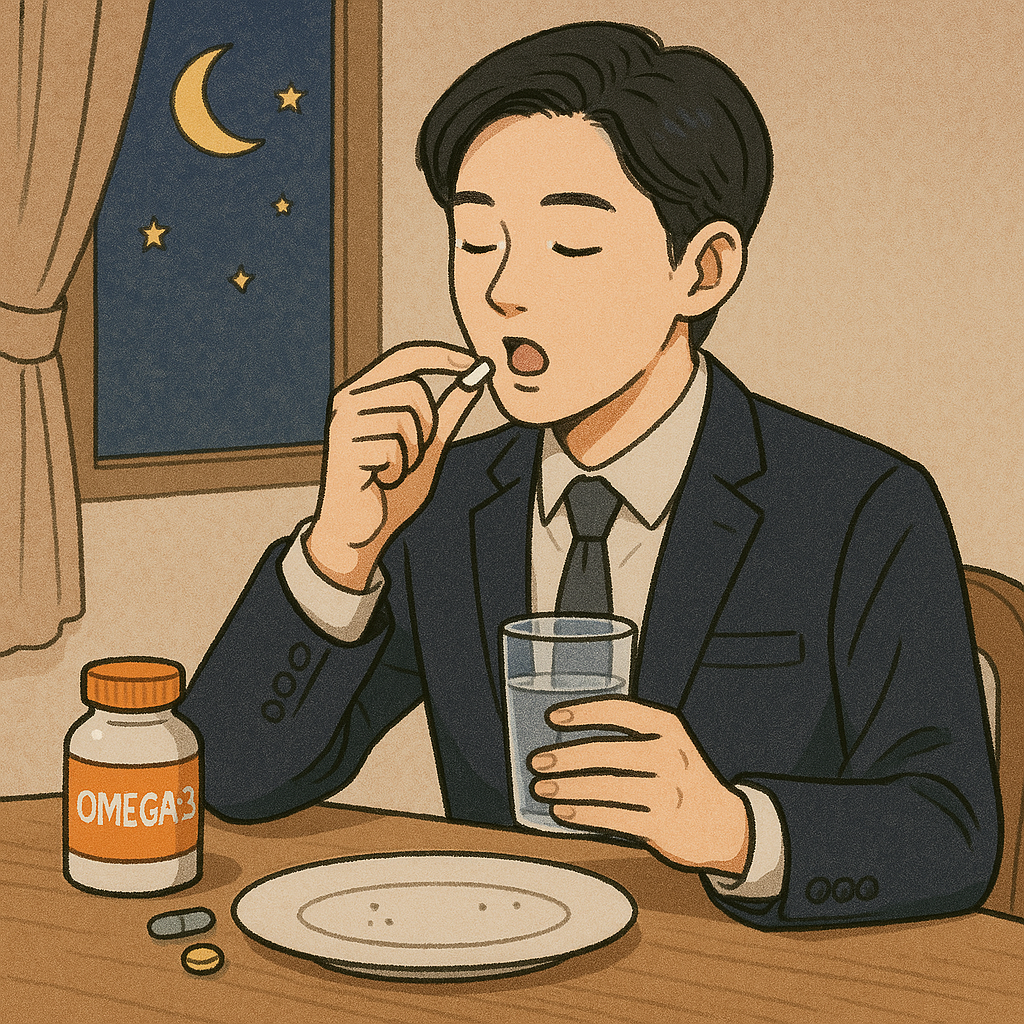 저녁영양제 섭취중인 직장인