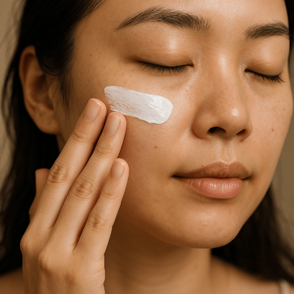 선크림을 바르는 모습