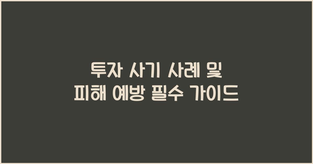 투자 사기 사례