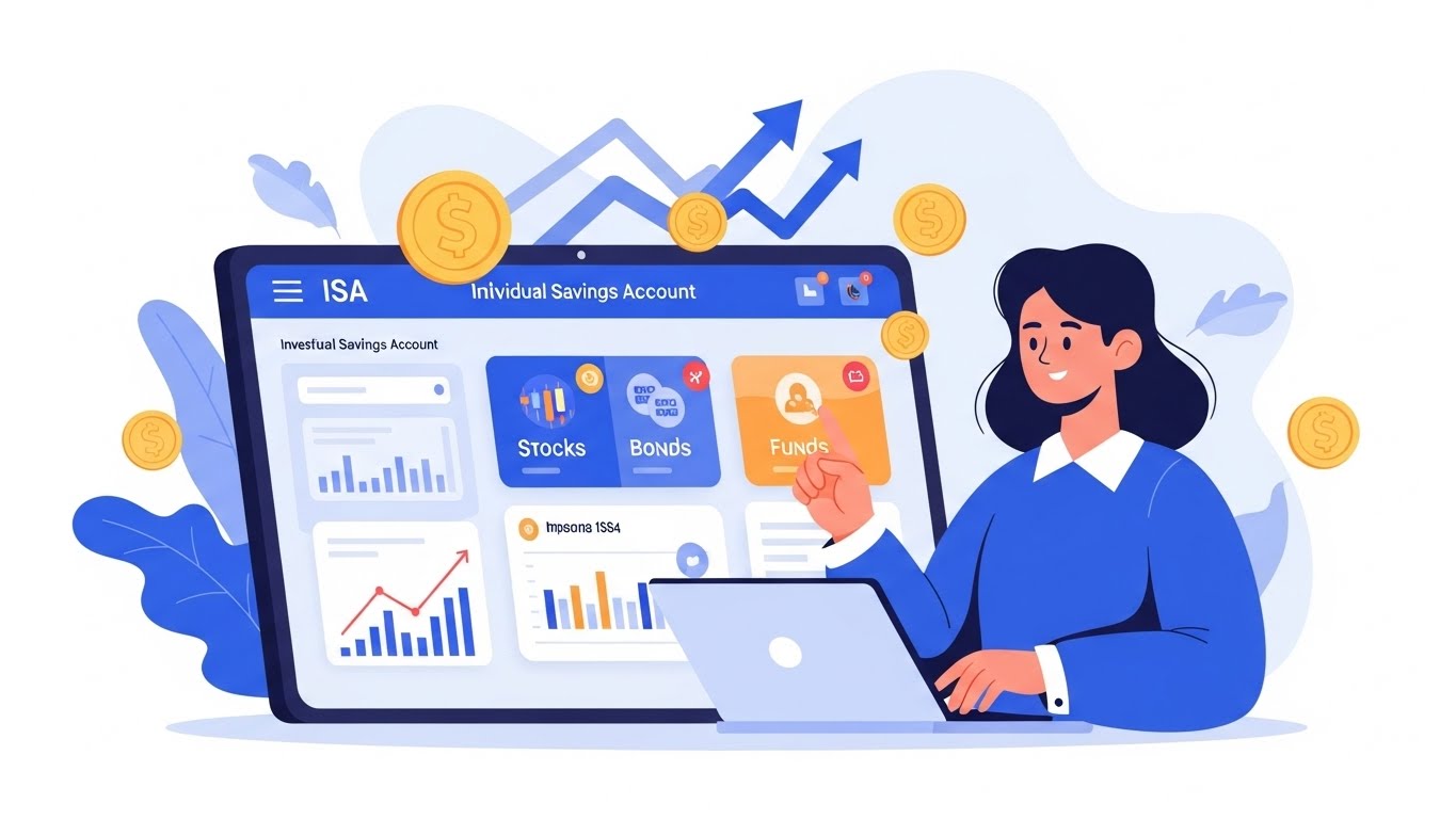 태블릿으로 ISA 계좌에서 다양한 투자 상품을 관리하는 사람의 이미지. 납입 한도와 비과세 한도 확대된 ISA의 매력을 보여줍니다.