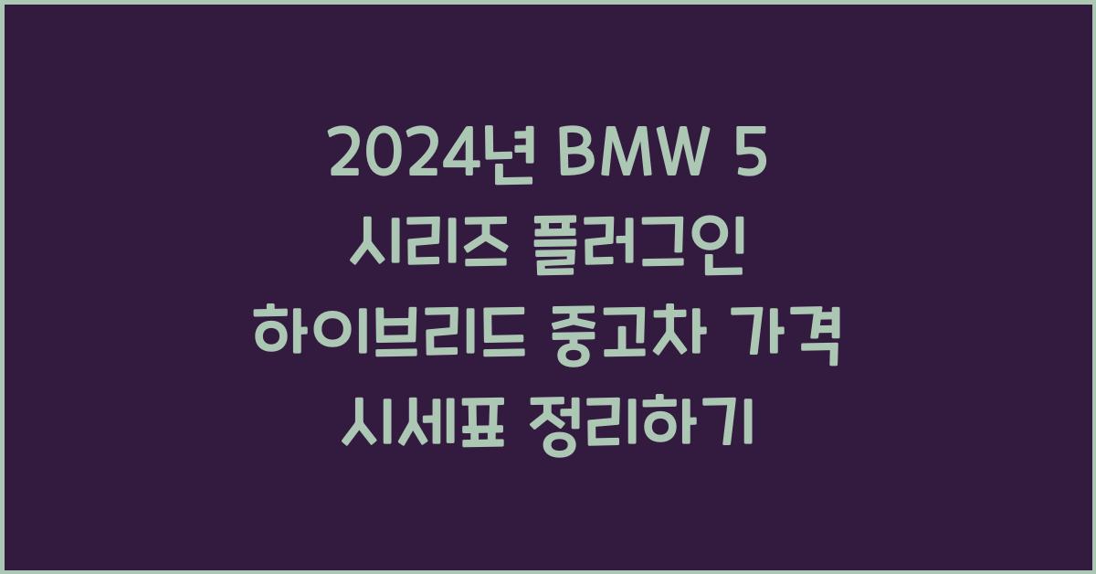 BMW 5 시리즈 플러그인 하이브리드 중고차 가격 시세표