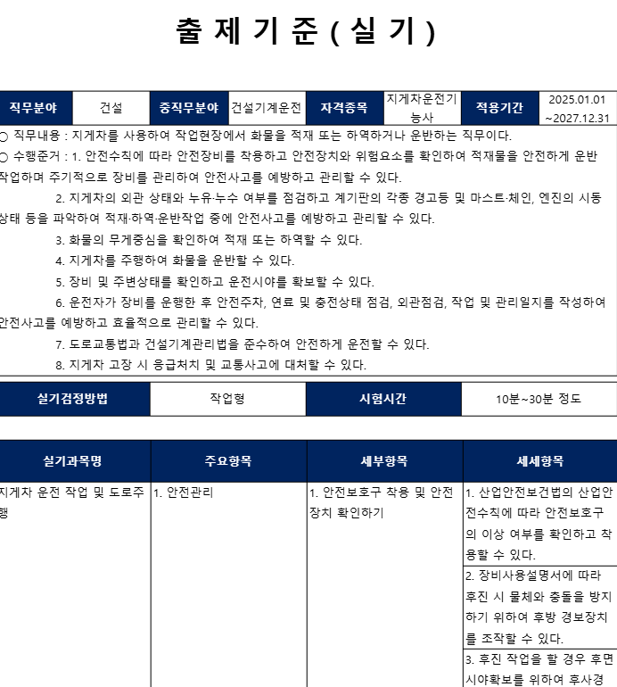 지게차운전기능사 필기 기출문제 _ 파일 PDF 다운로드(출처-홈페이지)