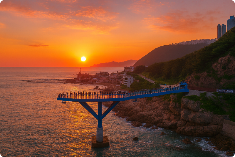 부산 청사포 새해 일출 해돋이 명소 +AI 이미지/출처: 부산비짓