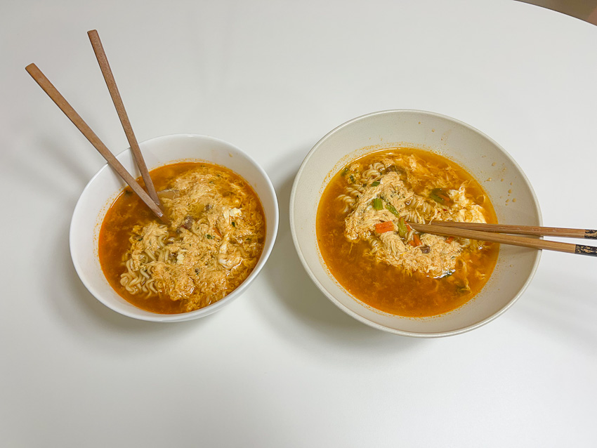 완성된 라면