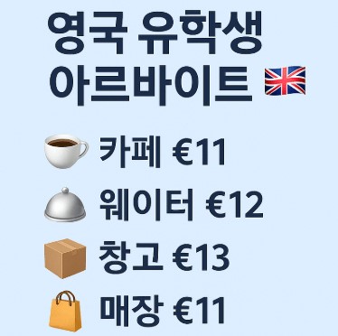 영국에서 유학생 아르바이트 급여 조건 사진