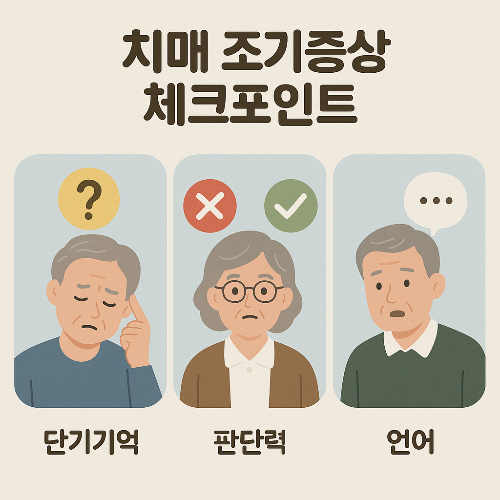 치매 조기증상 체크포인트 (단기기억, 판단력, 언어) 관련 사진