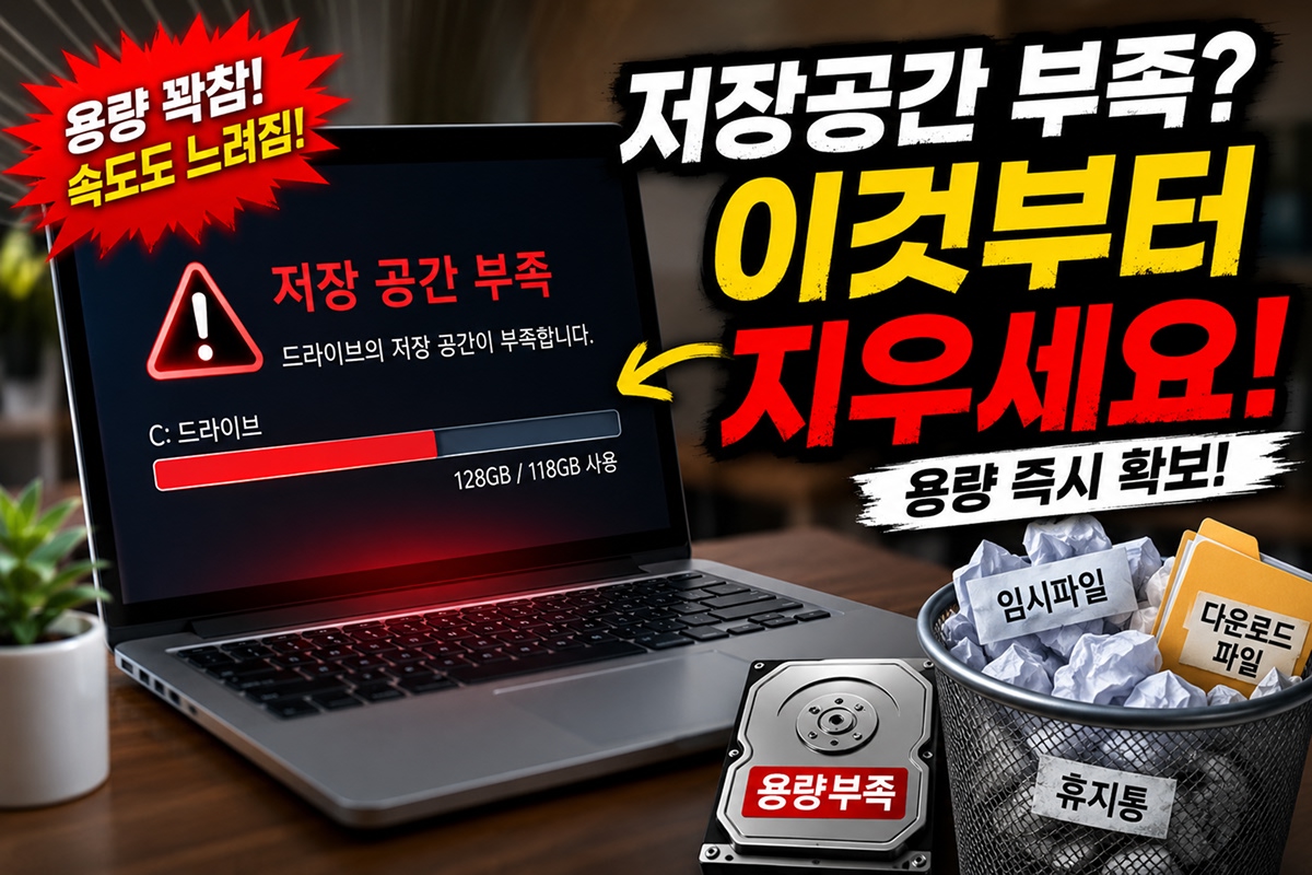 노트북 저장공간 부족을 표현한 이미지