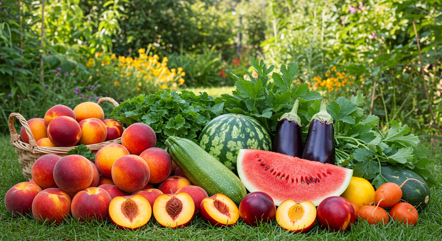 신선하고 다채로운 여름 제철 과일과 채소