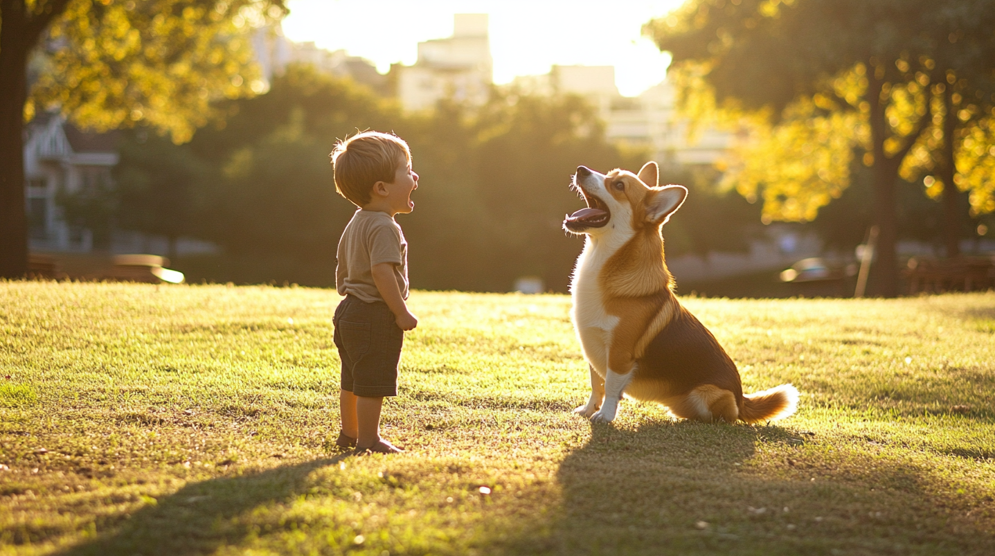 강아지가 짖어서 울고 있는 아이
