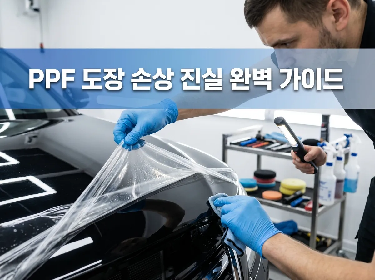 PPF 제거 후 도장면 상태를 확인하는 모습