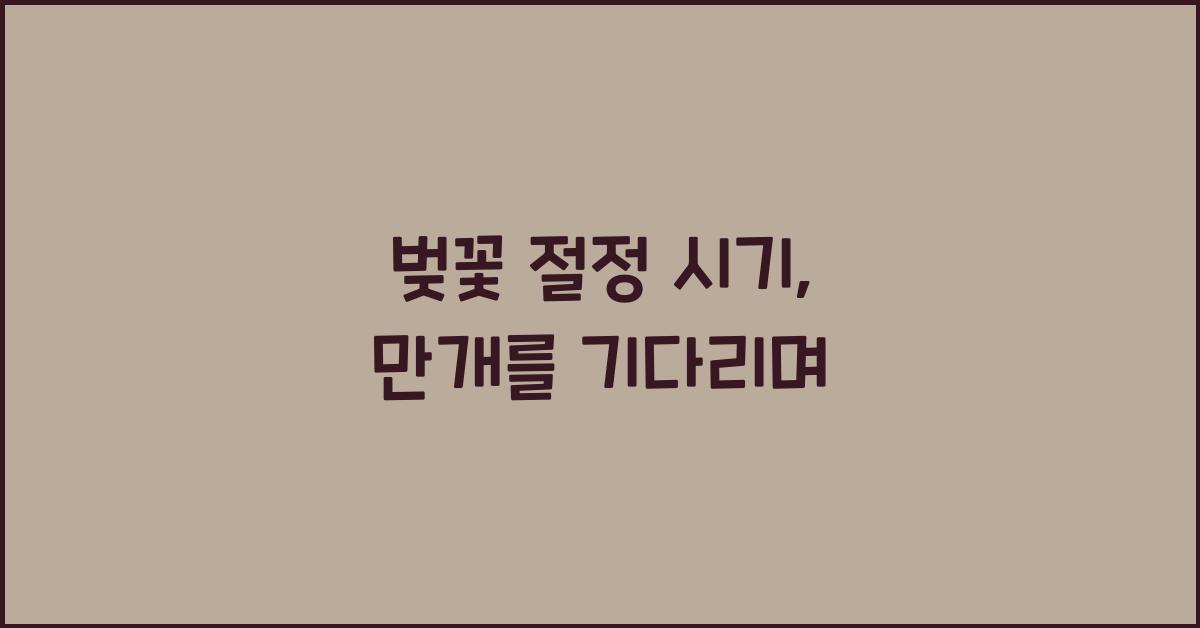 벚꽃 절정 시기