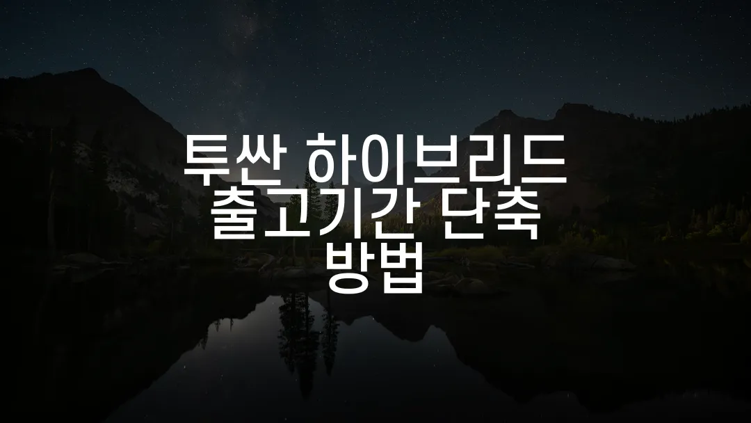 투싼 하이브리드 출고기간 단축 방법