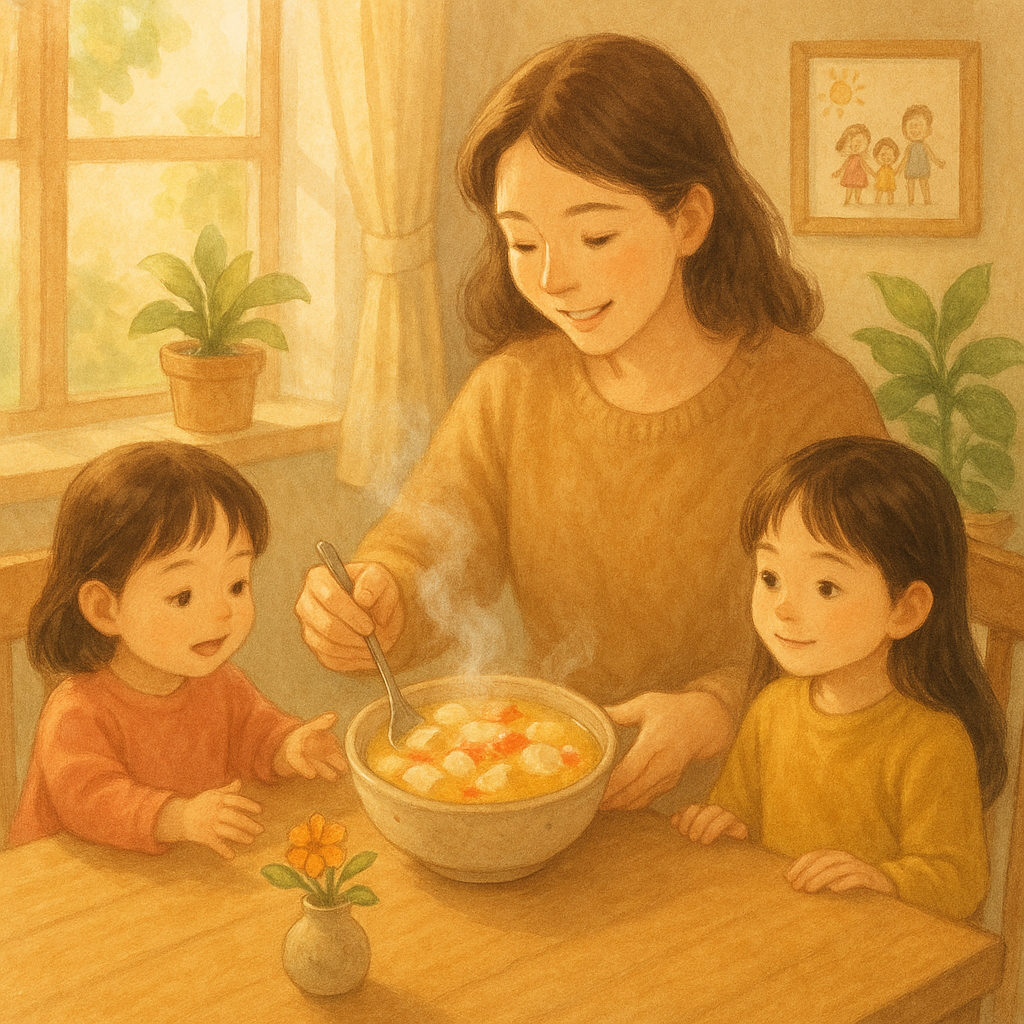 바쁜 아침 아이들 식사준비