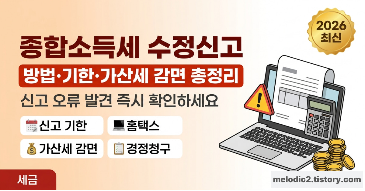 종합소득세 수정신고 방법 기한 가산세 홈택스 2026 총정리 안내