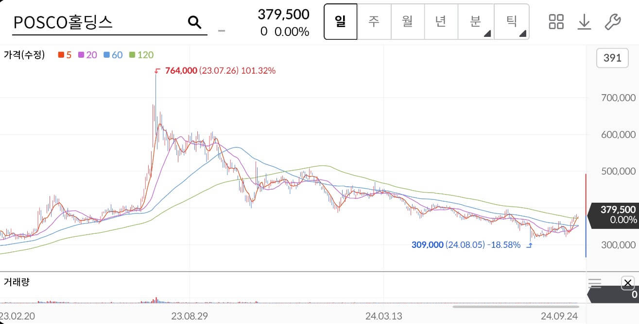 포스코홀딩스 주가