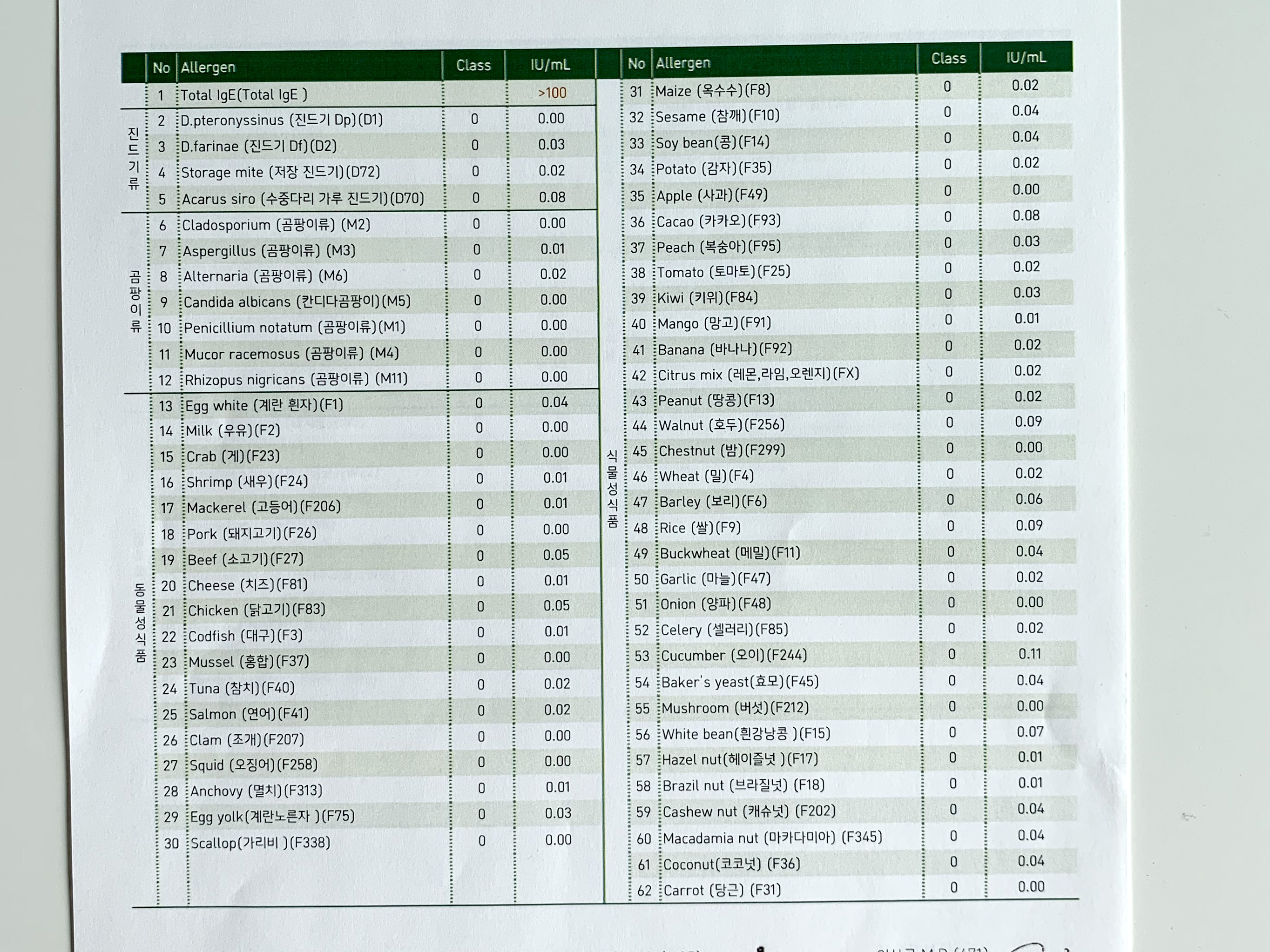 알레르기 검사, MAST 검사