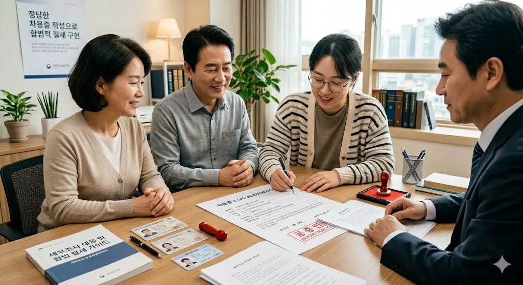 세무조사를 피하고 합법적인 증여세 절세를 위해 부모와 자녀 간 정당한 차용증을 작성하고 공증을 받는 서류