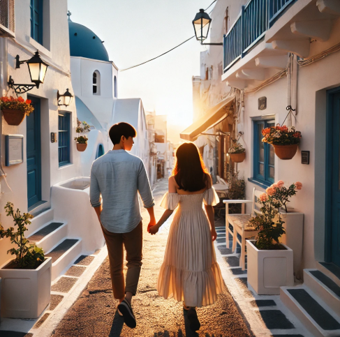 산토리니 커플 여행 사진