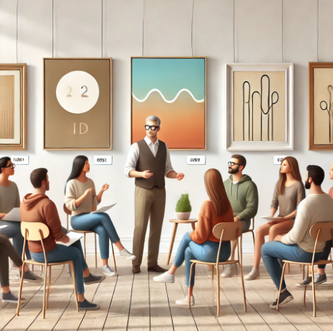 일반인들도 쉽게 참여하는 현대 미술 경매 사진입니다.