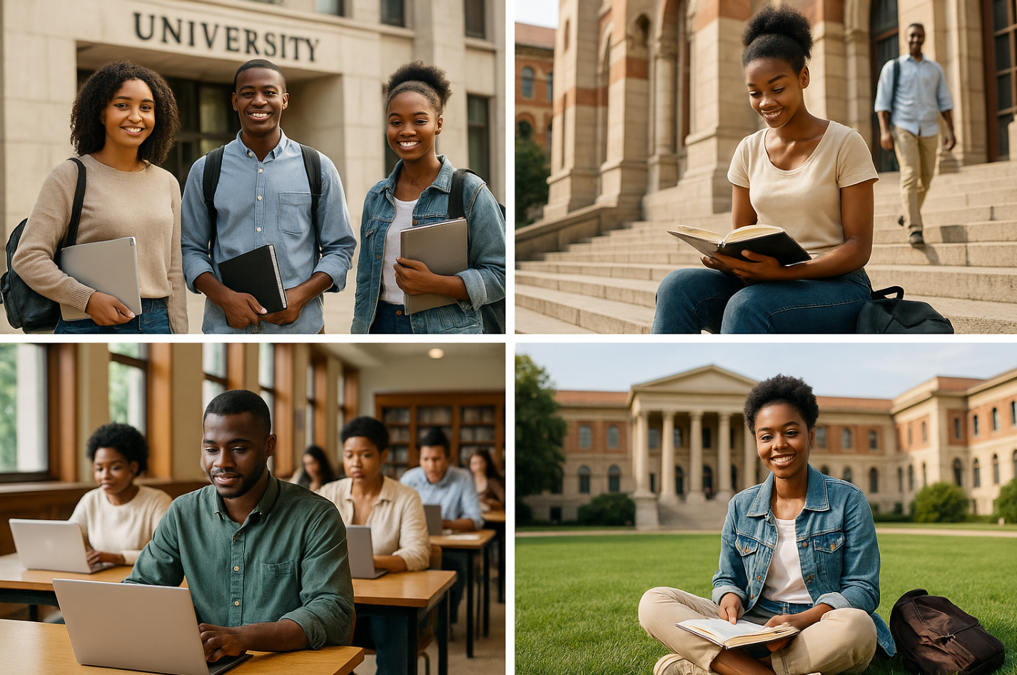 아프리카대학 캠퍼스에 있는 학생들 이미지 입니다.