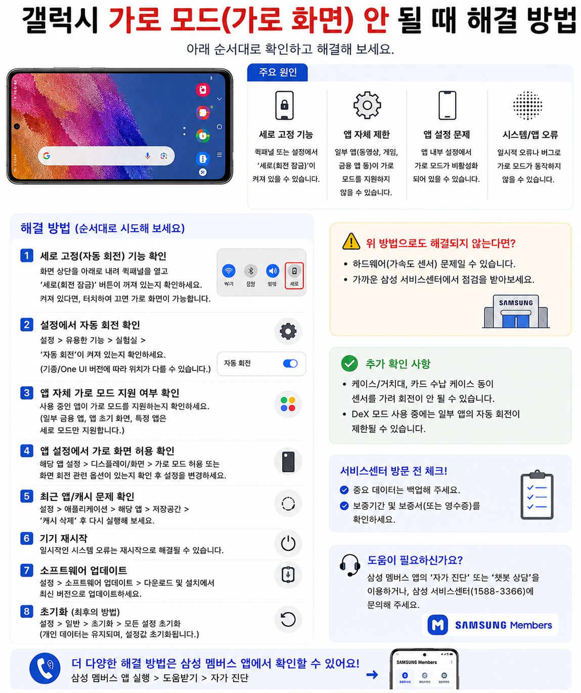 갤럭시 화면 자동회전 안됨