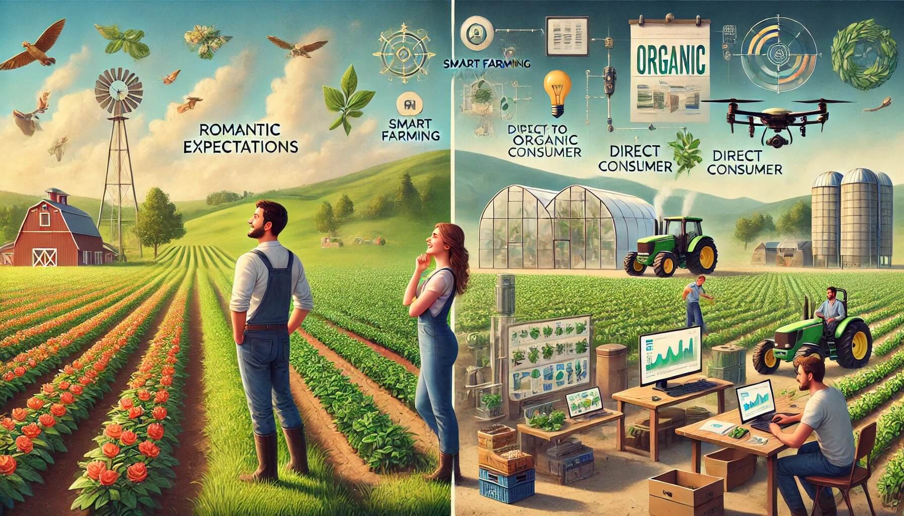 전원생활에 대한 낭만적 기대를 표현한 이미지