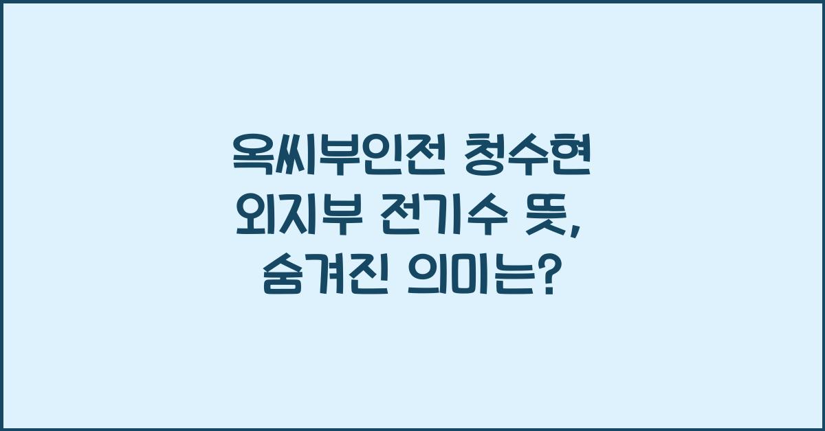 옥씨부인전 청수현 외지부 전기수 뜻