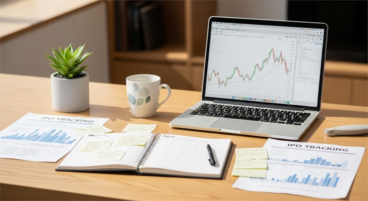 4월 공모주 일정을 준비하는 투자 책상 전경