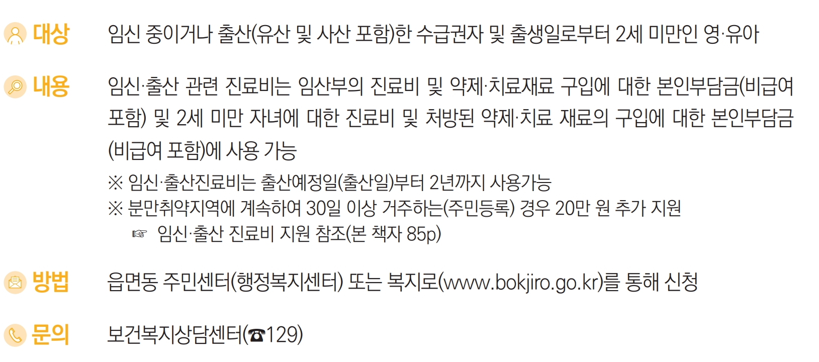 임신·출산 진료비 요약 내용