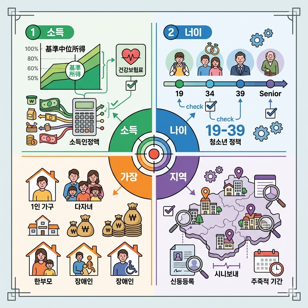 정책지원금 소득 연령 가구 지역 조건 확인 이미지