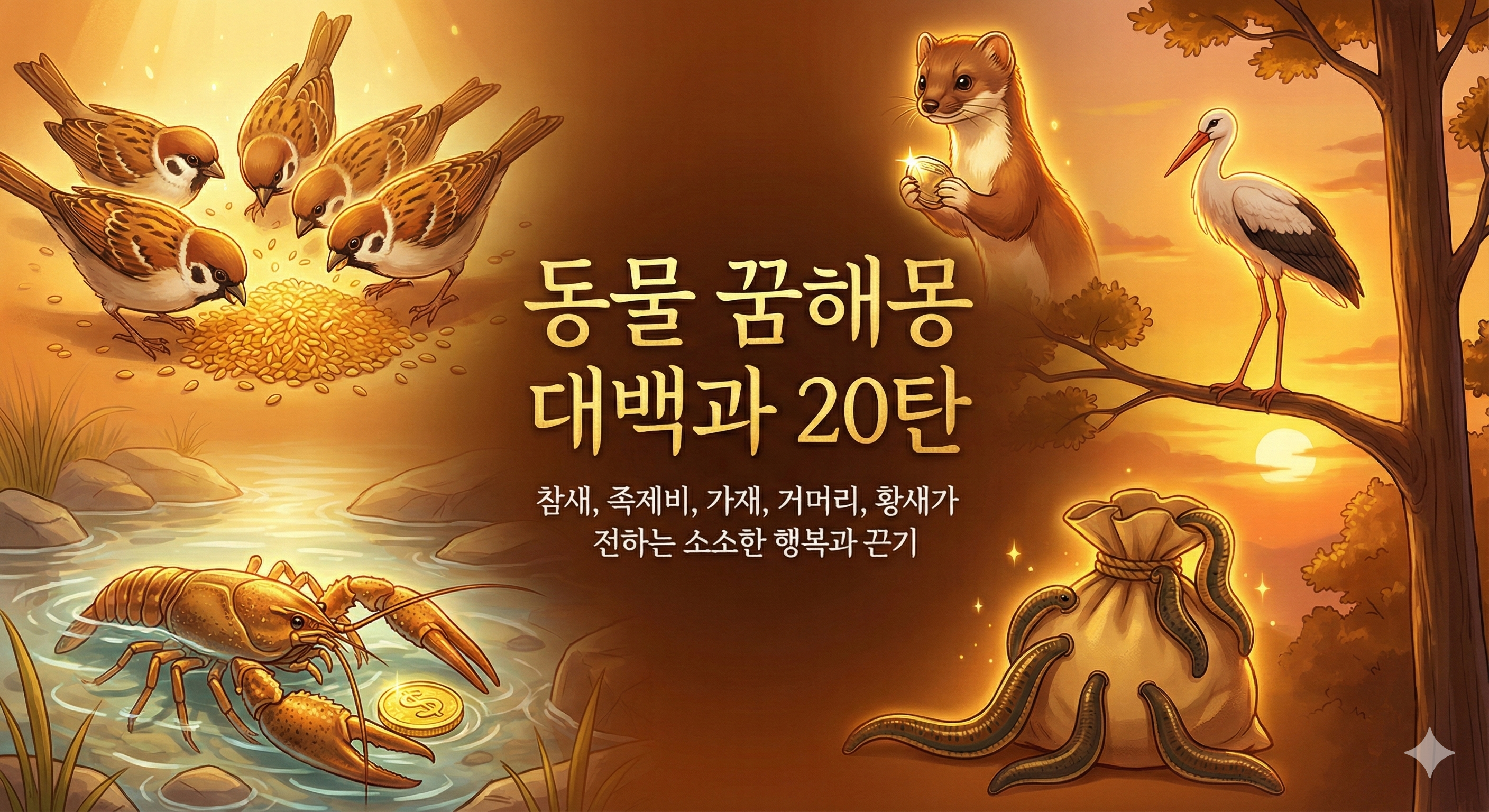 동물 꿈해몽 대백과 20탄_참새, 족제비, 가재, 거머리, 황새