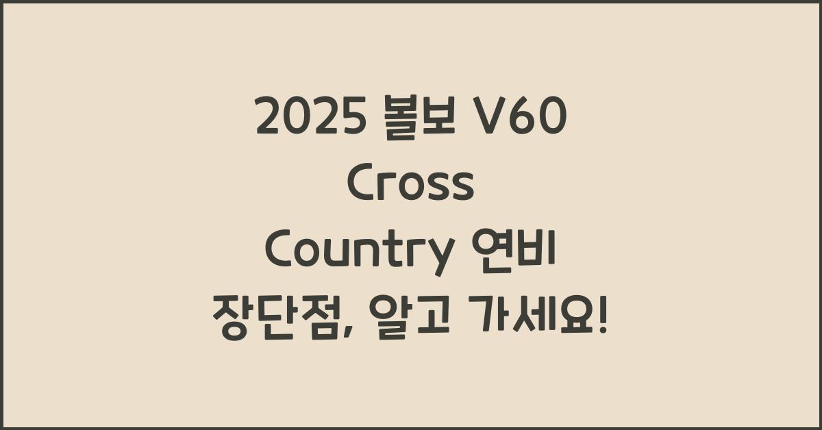 2025 볼보 V60 Cross Country 연비 장단점