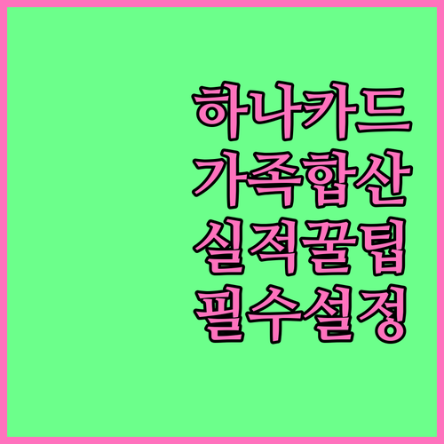 하나카드 모두의 카드 가족 합산 실적..