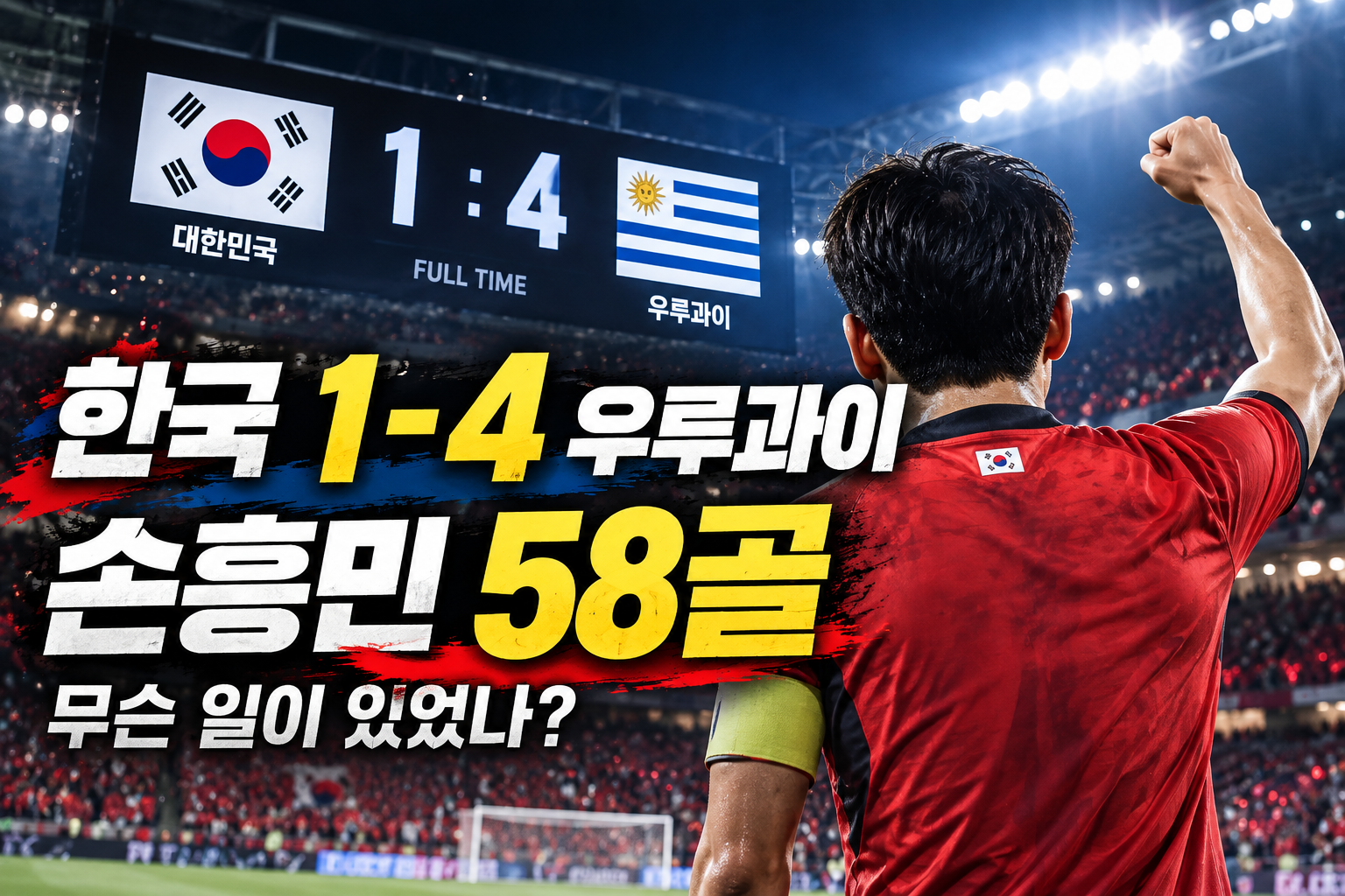 2026년 9월 28일 한국 우루과이 축구 1대4 경기 결과 손흥민 A매치 58골