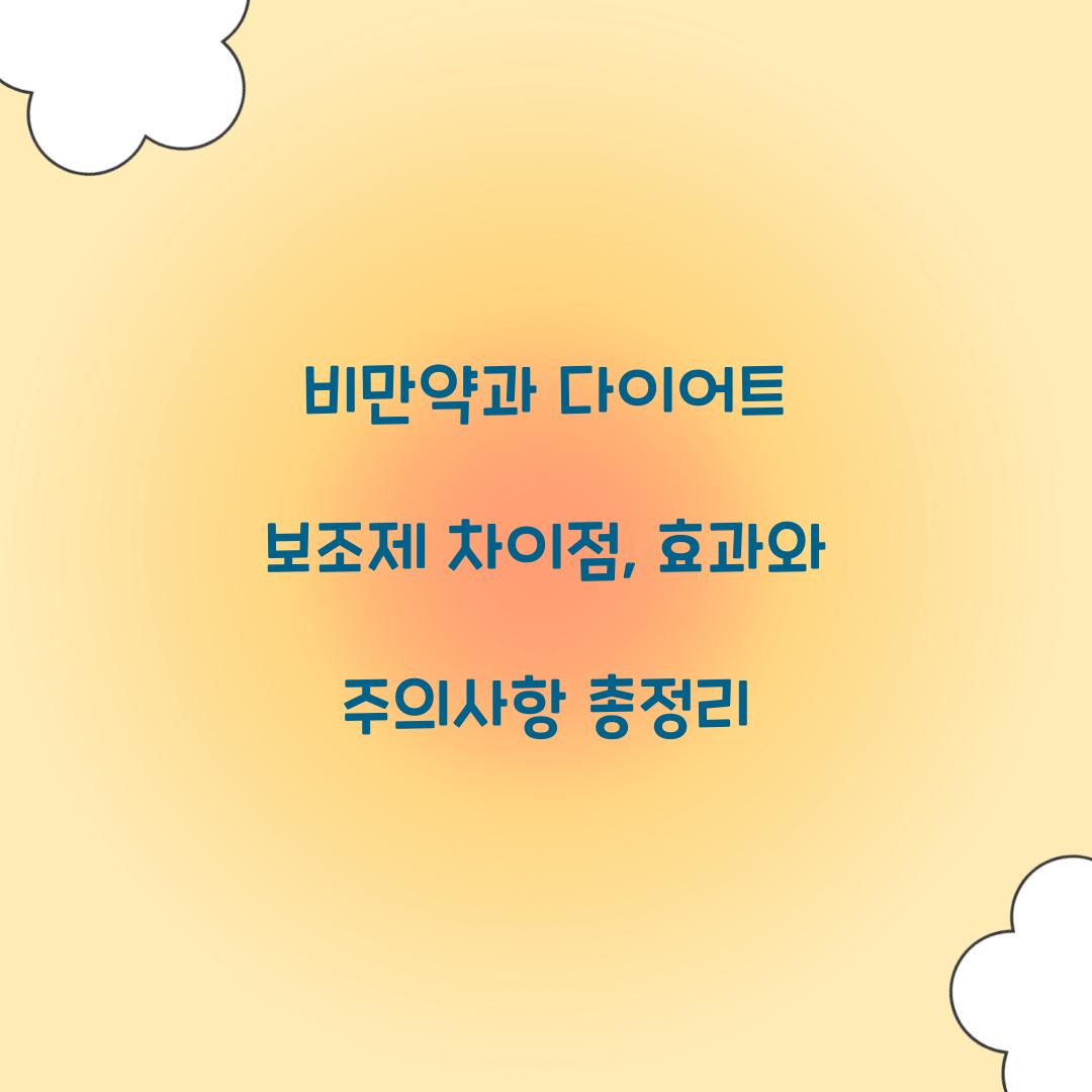 비만약과 다이어트 보조제 차이점