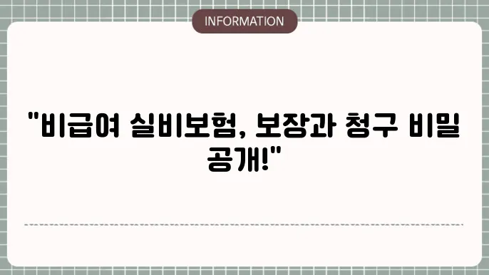 비급여 항목의 종류 및 특징