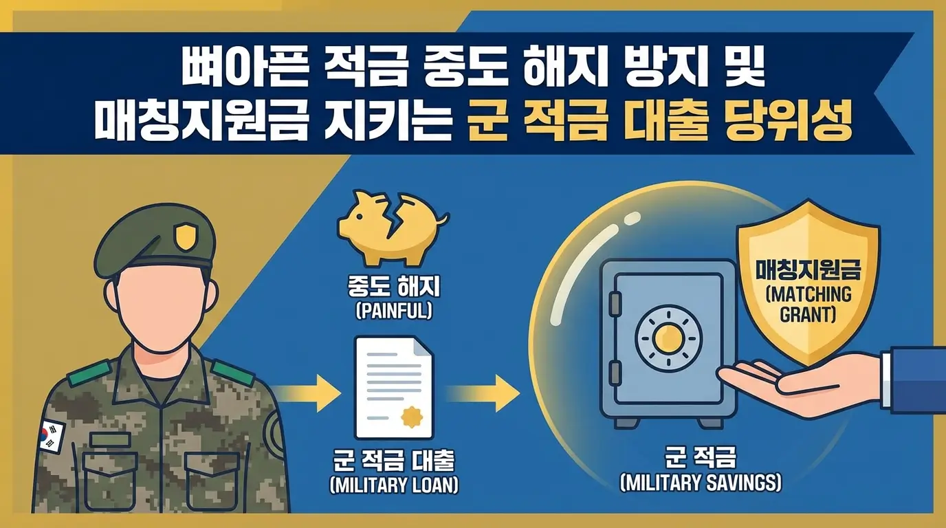 뼈아픈 적금 중도 해지 방지 및 매칭지원금 지키는 군 적금 대출 당위성